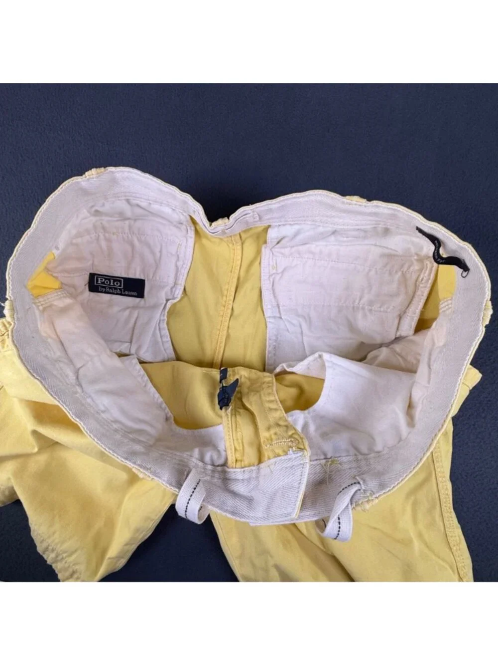 VTG Polo Ralph Lauren Mens 38 Relaxed Button/Drawstring Casual Yellow Short EUC